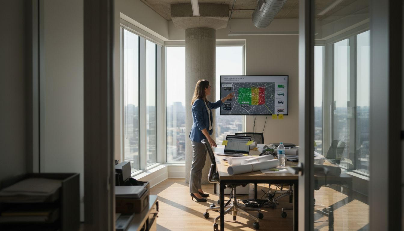 Fleet manager reviews digital connectivity dashboard