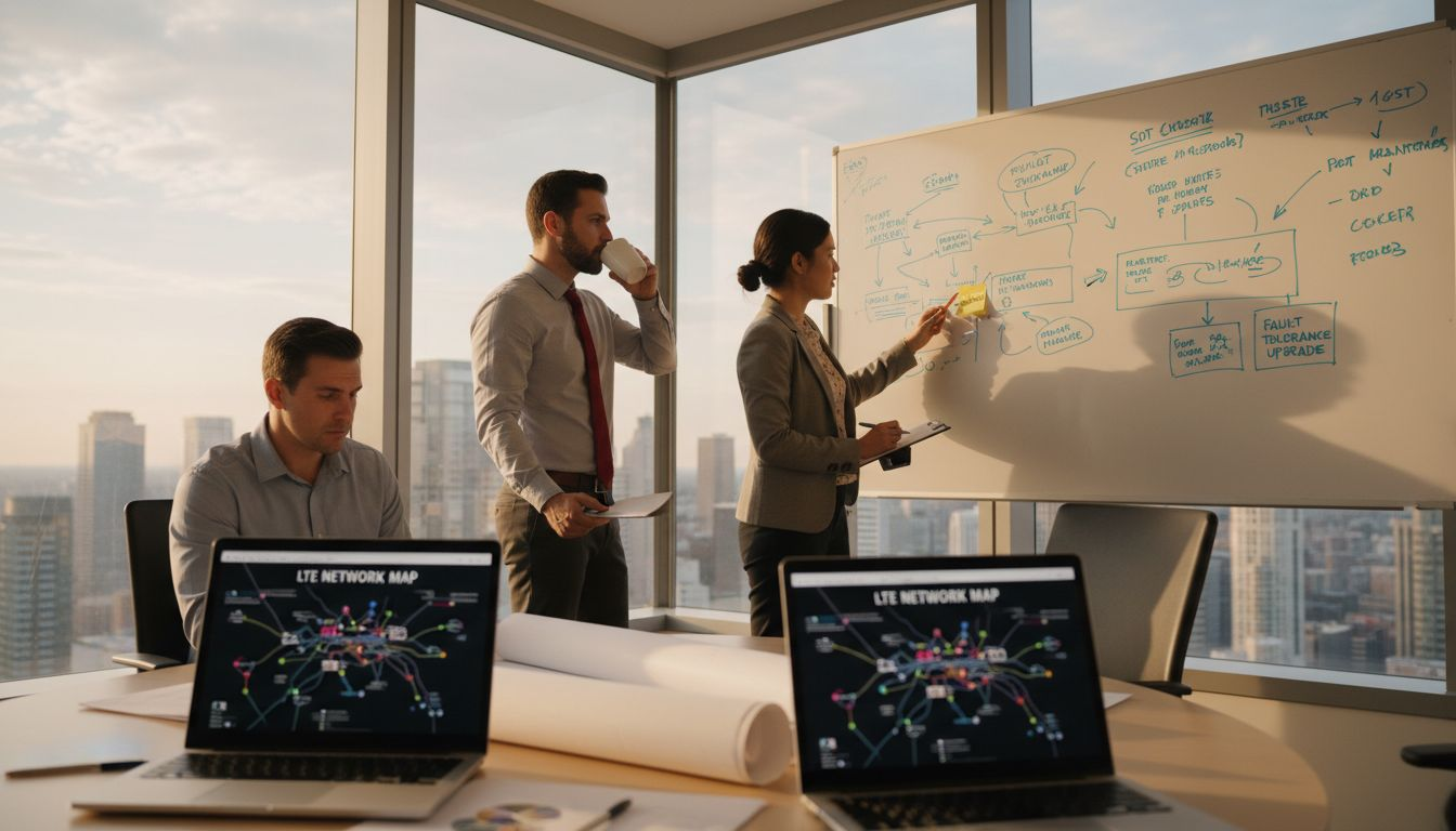 IT team reviewing private LTE network plans