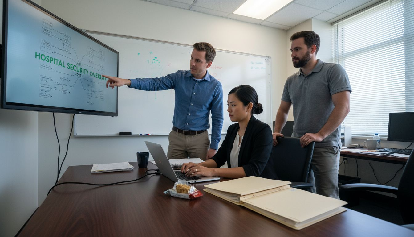 Hospital IT team discussing network security