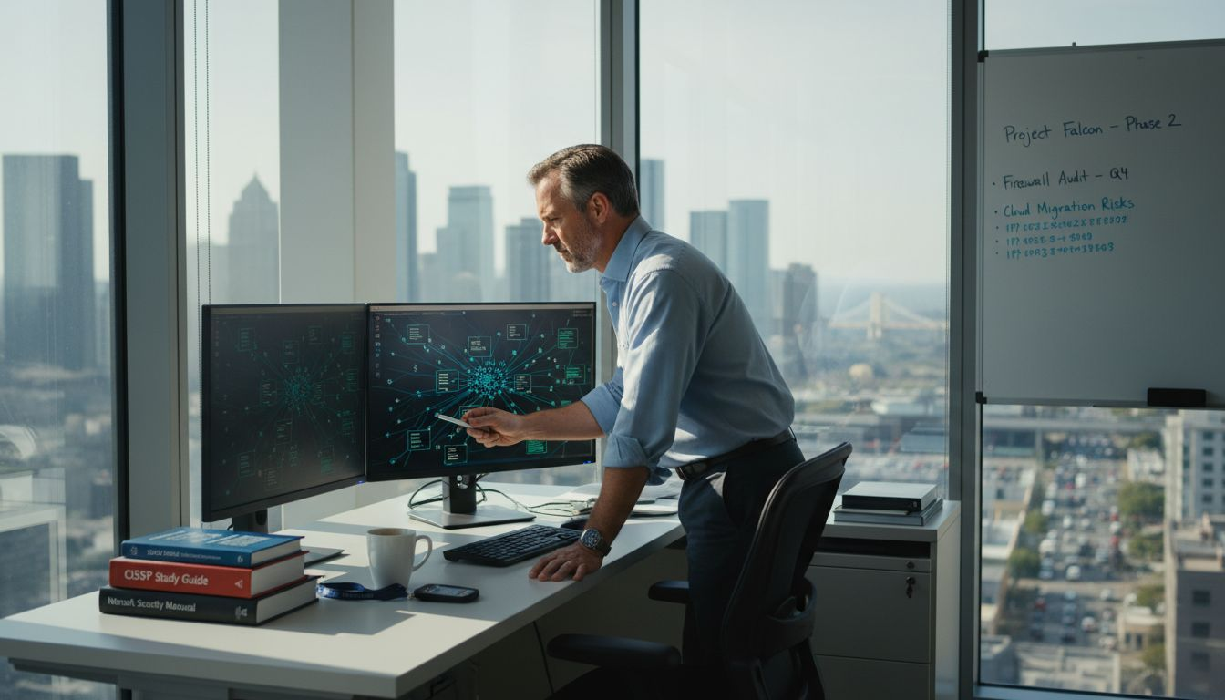 IT manager inspecting IoT network security