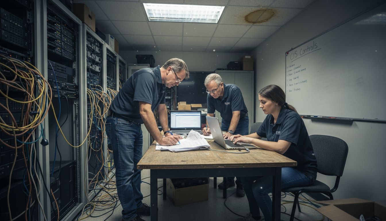 IT team reviewing server room security checklist