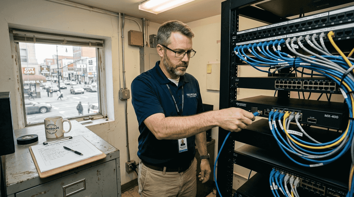 IT manager setting up SMB network failover