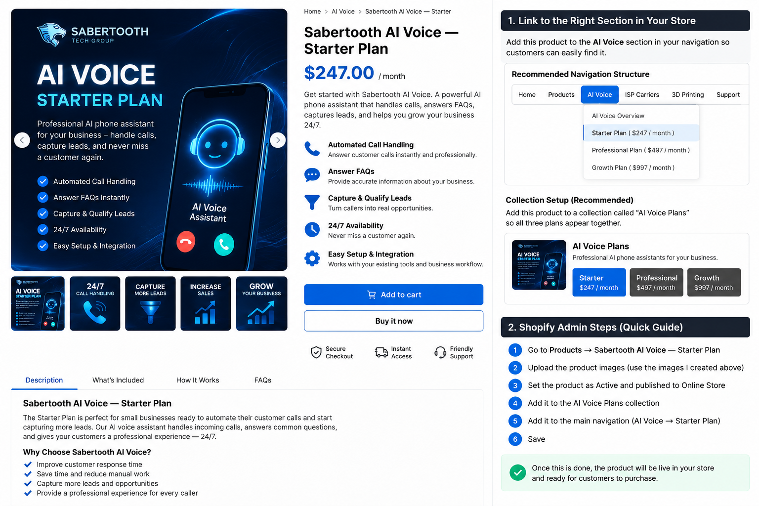 Sabertooth AI Voice Starter Plan
